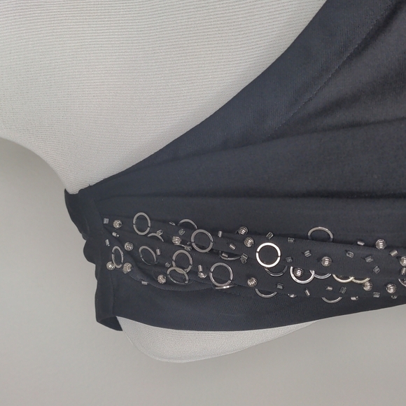 Robert Rodriguez Beaded Embellished Faux Wrap Silk Little Black Dress 10 - Picture 7 of 9